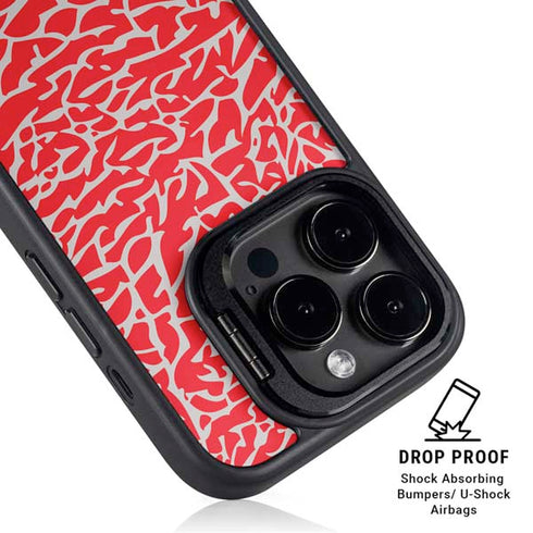 Elephant Print Red iPhone 16 Pro Kickstand Case
